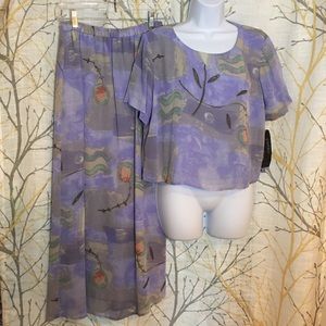 Floral Print Skirt Set in Purple